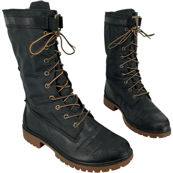 Women's Black Timberland Jayne Waterproof Gaiter Fold-Down Boots Sz 8.5M A1SYB - Picture 1 of 9